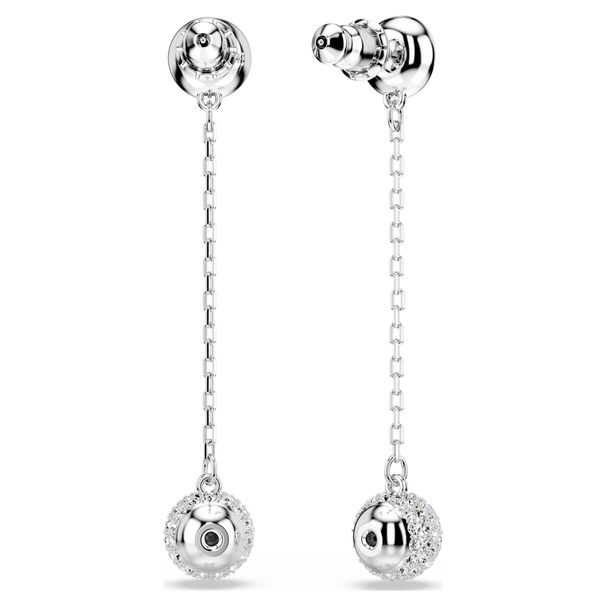 Swarovski Una Angelic drop earrings with white round-cut accents and rhodium plating