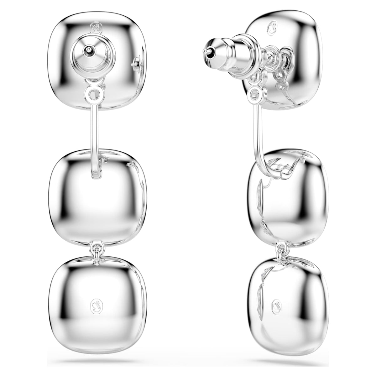 Swarovski Una Angelic earrings with white cushion-cut accents and rhodium plating