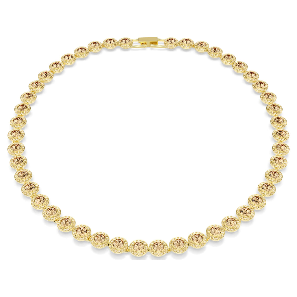 Swarovski Una Angelic necklace Round cut, Caramel, 18K gold finish