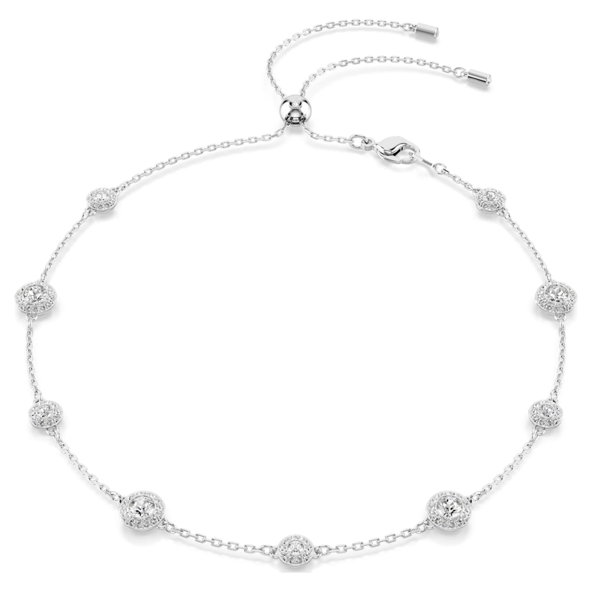 Swarovski Una Angelic necklace Round cut, Double sided motifs, White, Rhodium plated