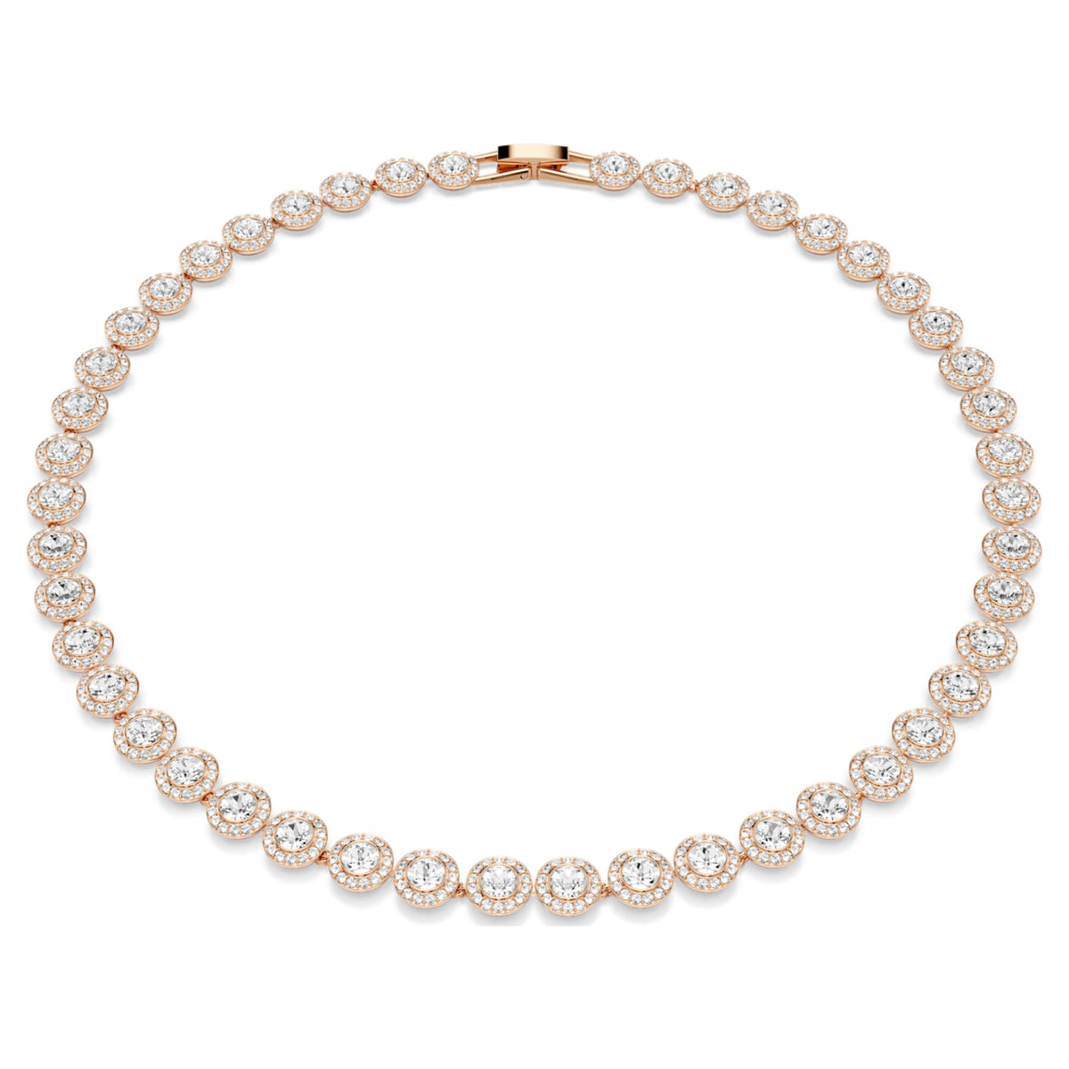 Swarovski Una Angelic necklace Round cut, Medium, White, 18K rose gold finish