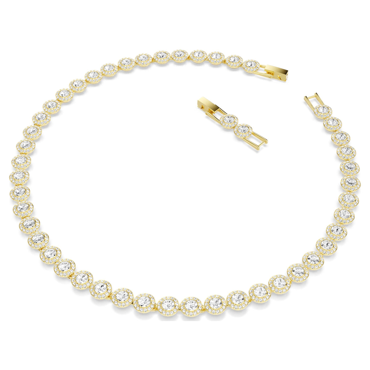 Swarovski Una Angelic necklace with white round-cut accents and an 18K gold finish