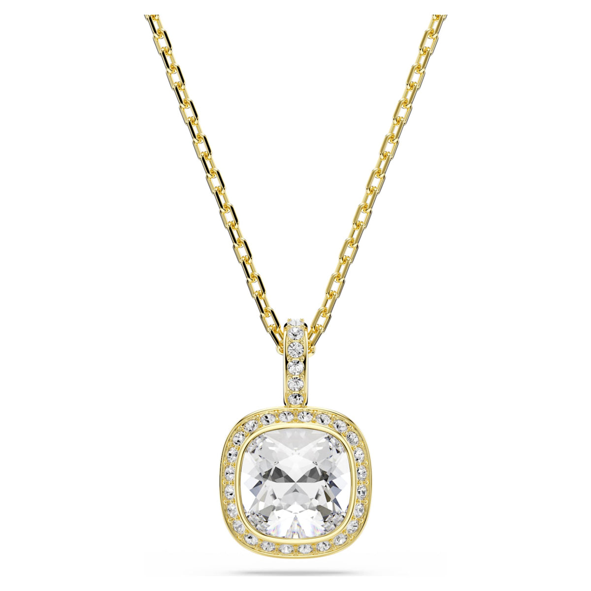 Swarovski Una Angelic pendant Cushion cut, White, 18K gold finish