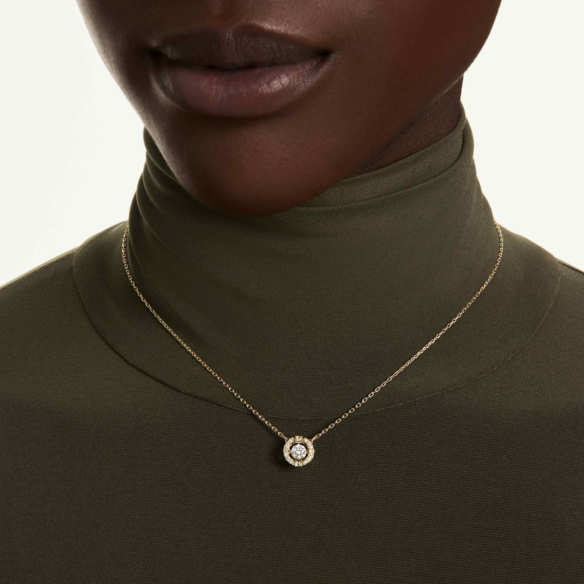 Swarovski Una necklace with white round-cut accents and rhodium plating