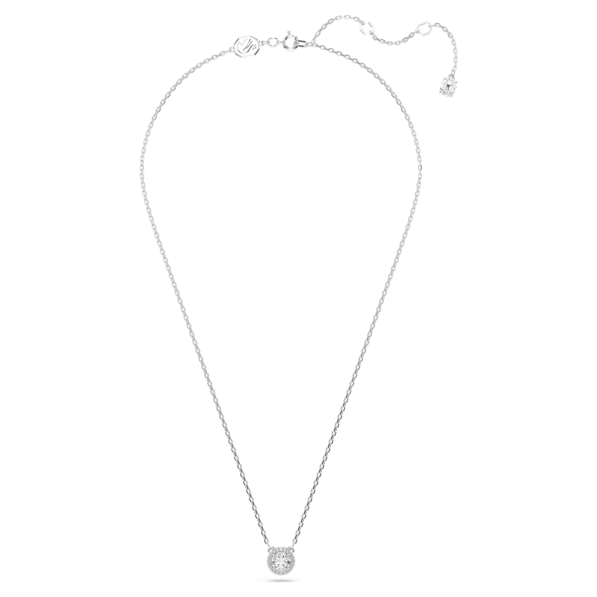 Swarovski Una Angelic pendant Round cut, Pavé, White, Rhodium plated