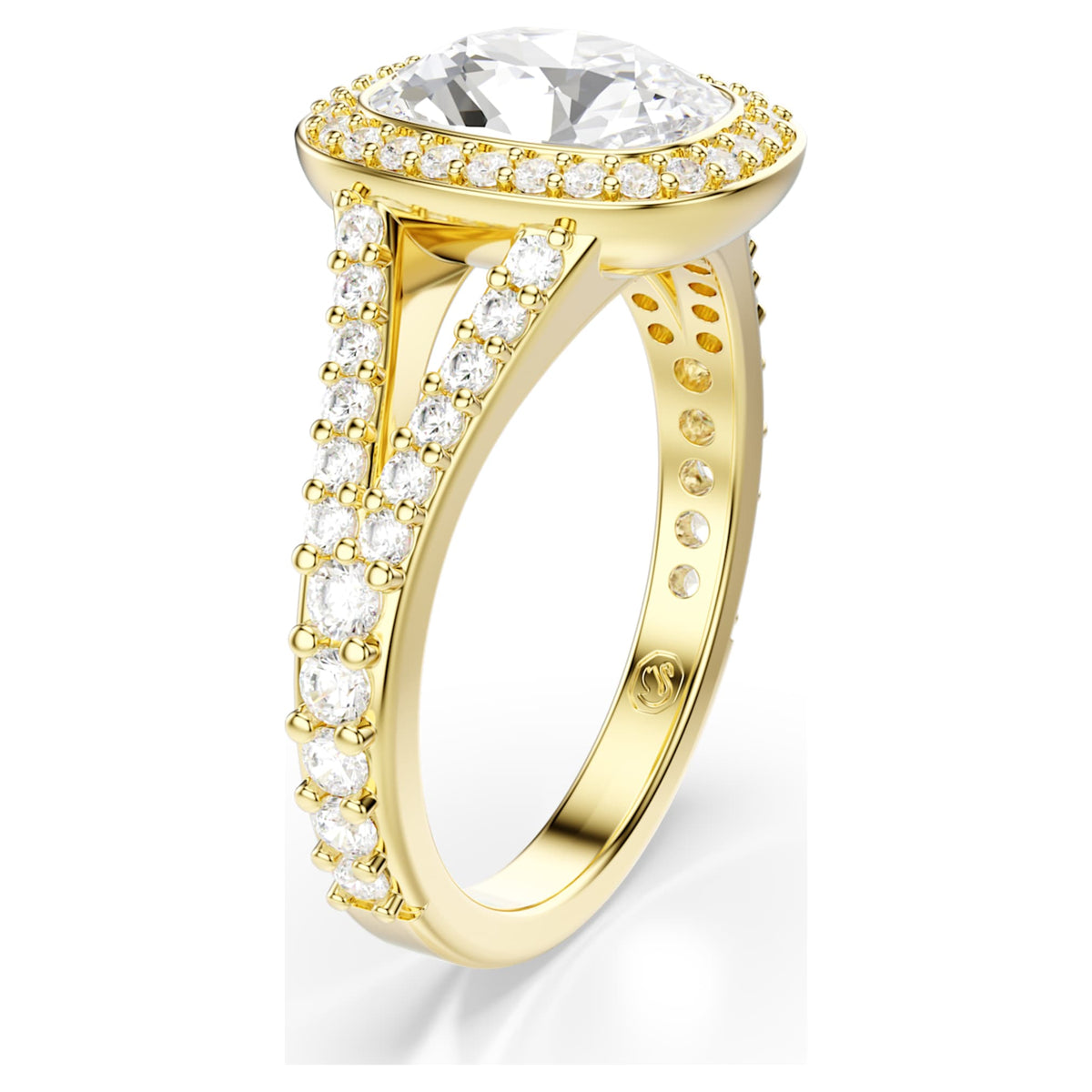 Swarovski Una Angelic ring with white cushion-cut accents and an 18K gold finish