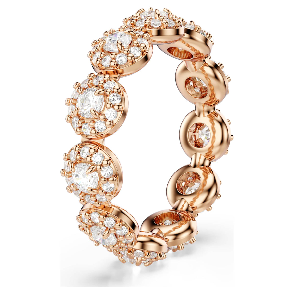Swarovski Una Angelic ring with white round-cut accents and an 18K rose gold finish