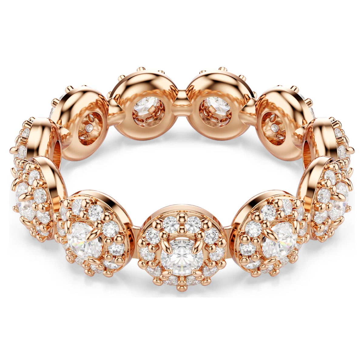 Swarovski Una Angelic ring with white round-cut accents and an 18K rose gold finish