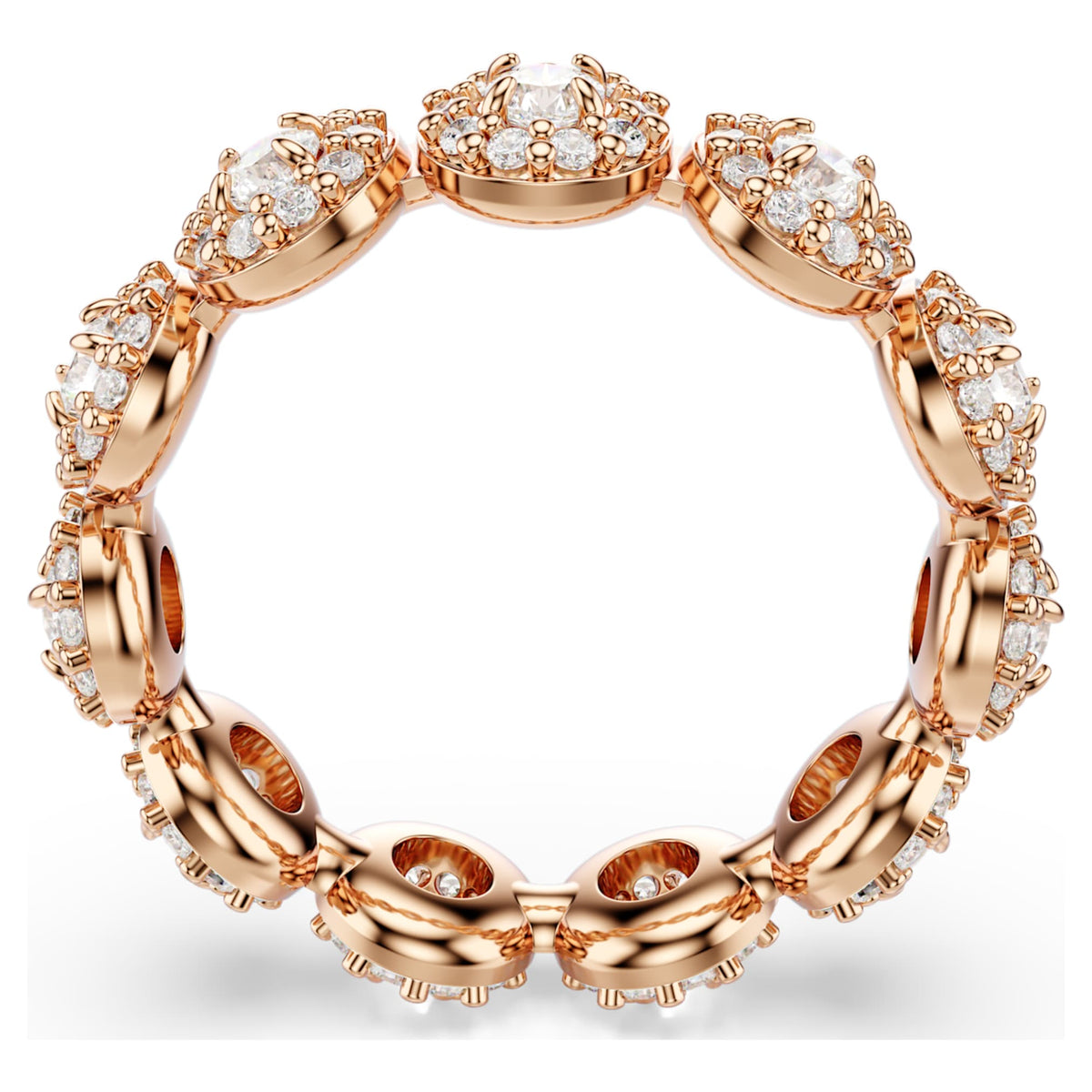 Swarovski Una Angelic ring with white round-cut accents and an 18K rose gold finish