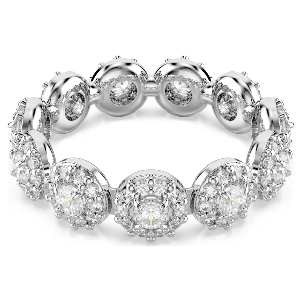 Swarovski Una Angelic ring with white round-cut accents and rhodium plating