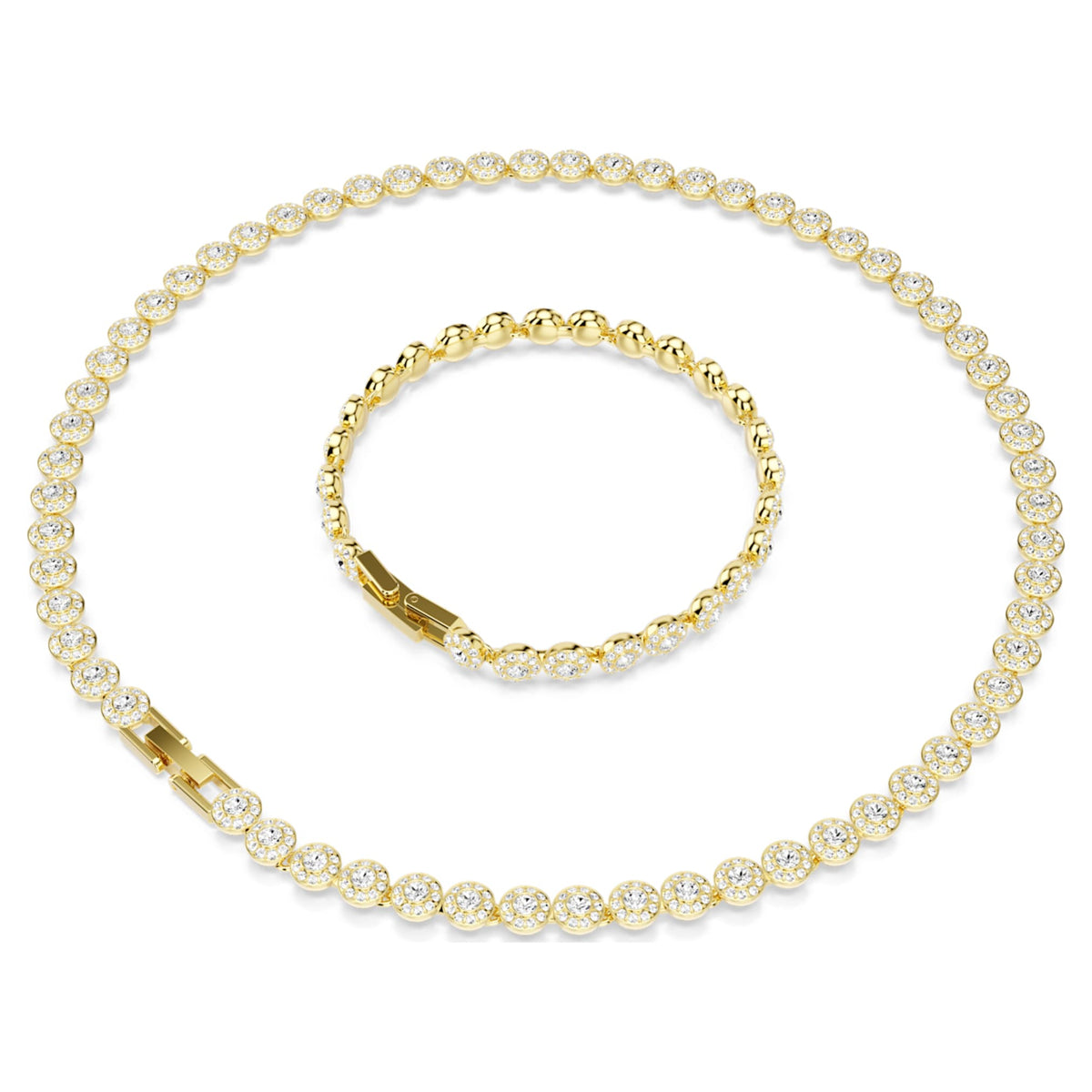 Swarovski Una Angelic set with white round-cut accents and an 18K gold finish