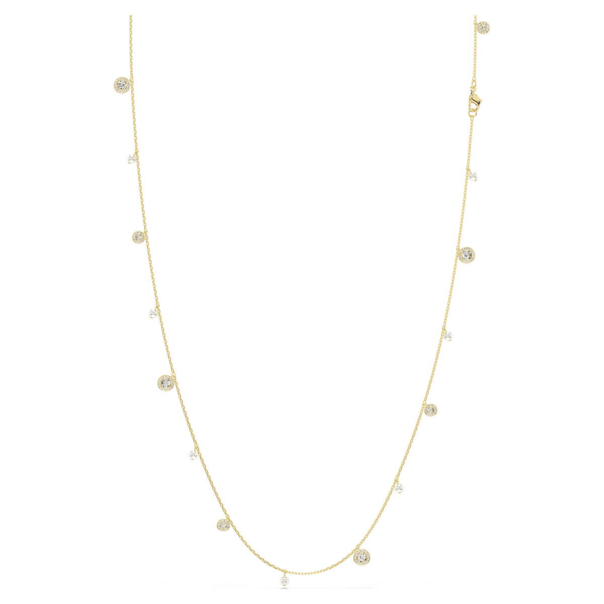 Swarovski Una Angelic strandage Crystal pearl, Round cut, White, 18K gold finish