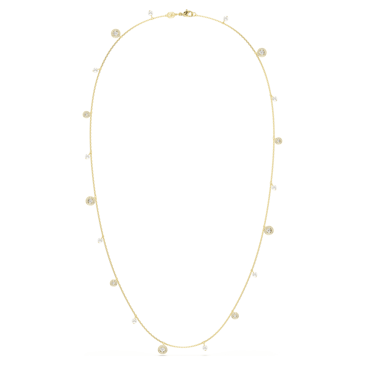 Swarovski Una Angelic strandage Crystal pearl, Round cut, White, 18K gold finish
