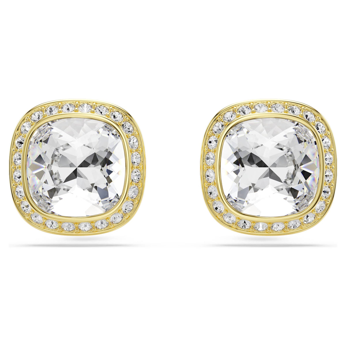 Swarovski Una Angelic stud earrings Cushion cut, White, 18K gold finish