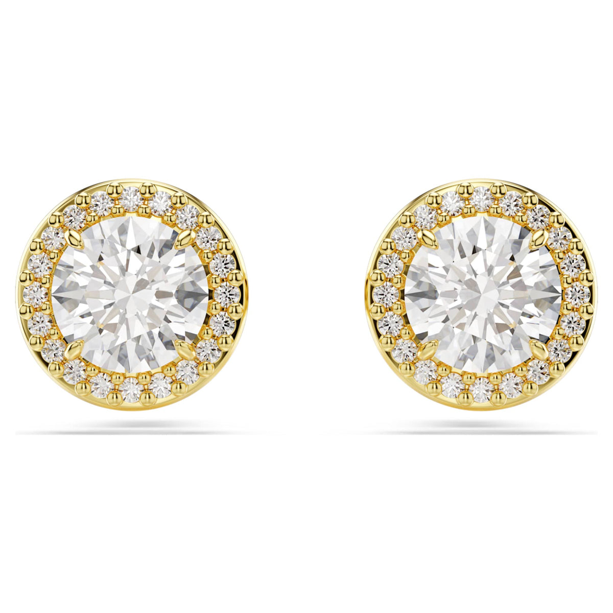 Swarovski Una Angelic stud earrings Round cut, Gold tone, 18K gold finish