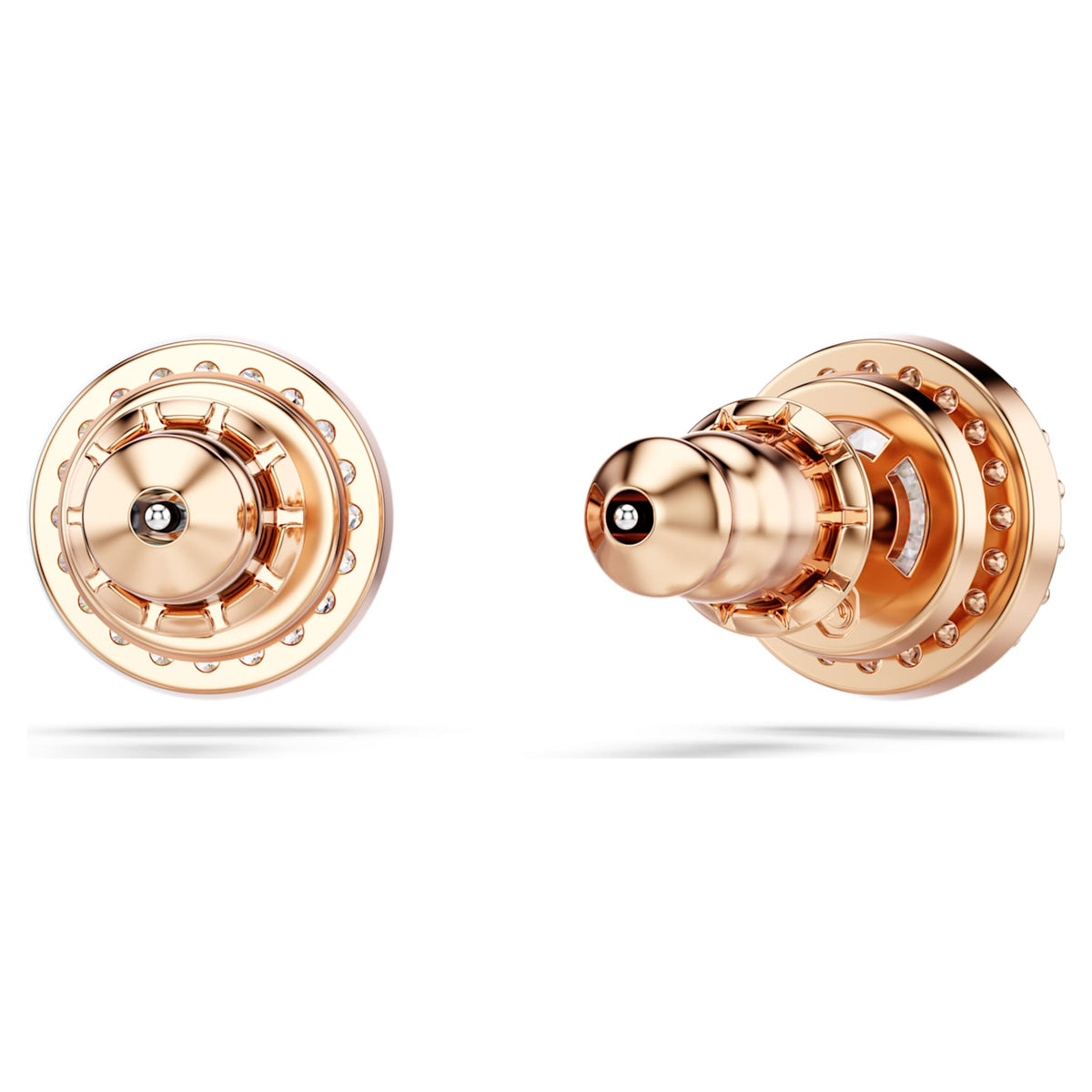 Swarovski Una Angelic stud earrings with white round-cut accents and an 18K rose gold finish