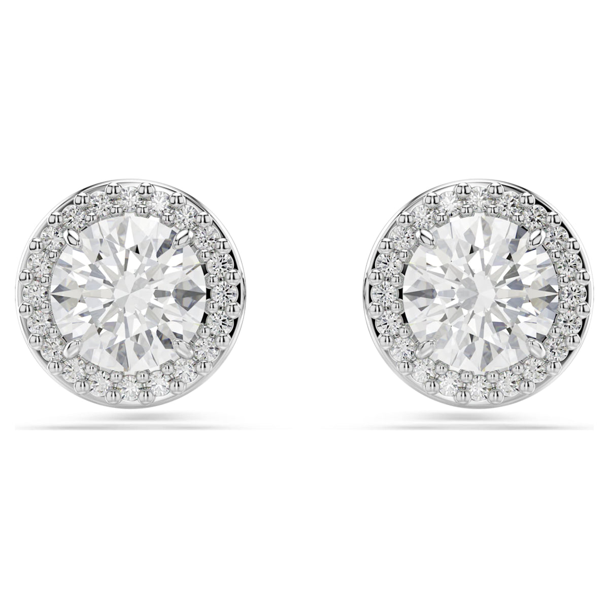 Swarovski Una Angelic stud earrings with white round-cut accents and rhodium plating
