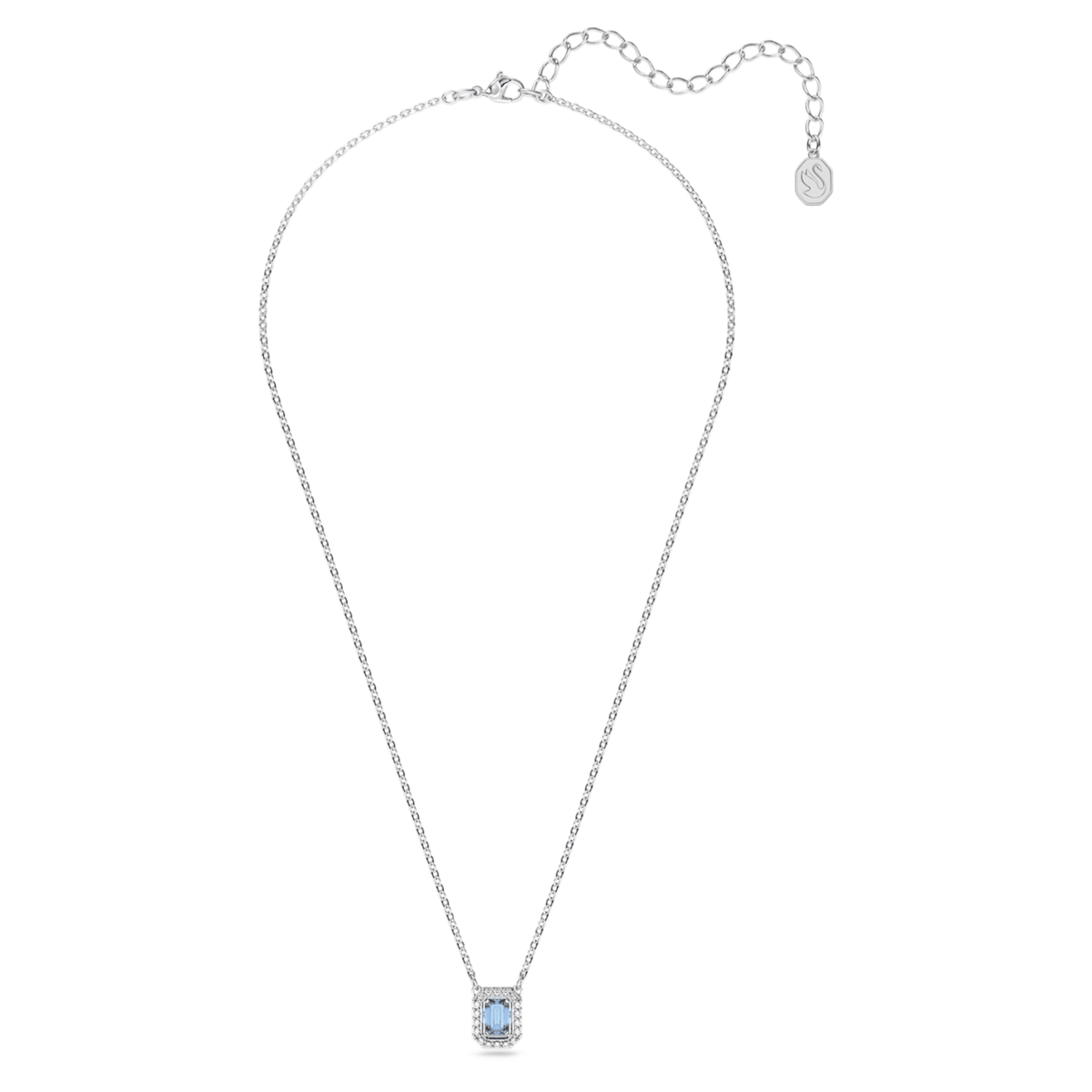 Swarovski Una necklace with blue octagon-cut accents and rhodium plating