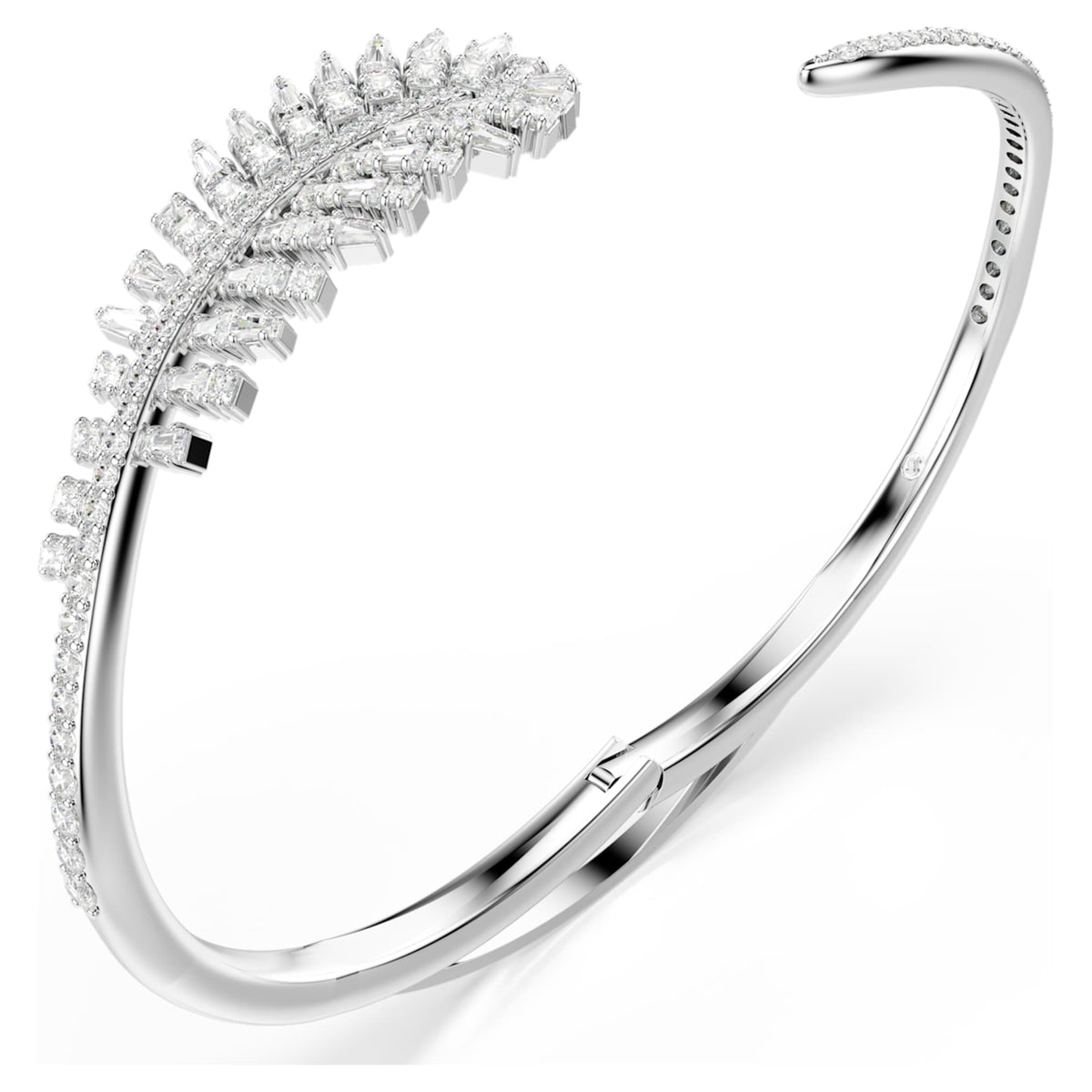 Swarovski Vienna bangle Mixed cuts, Feather, White, Rhodium plated