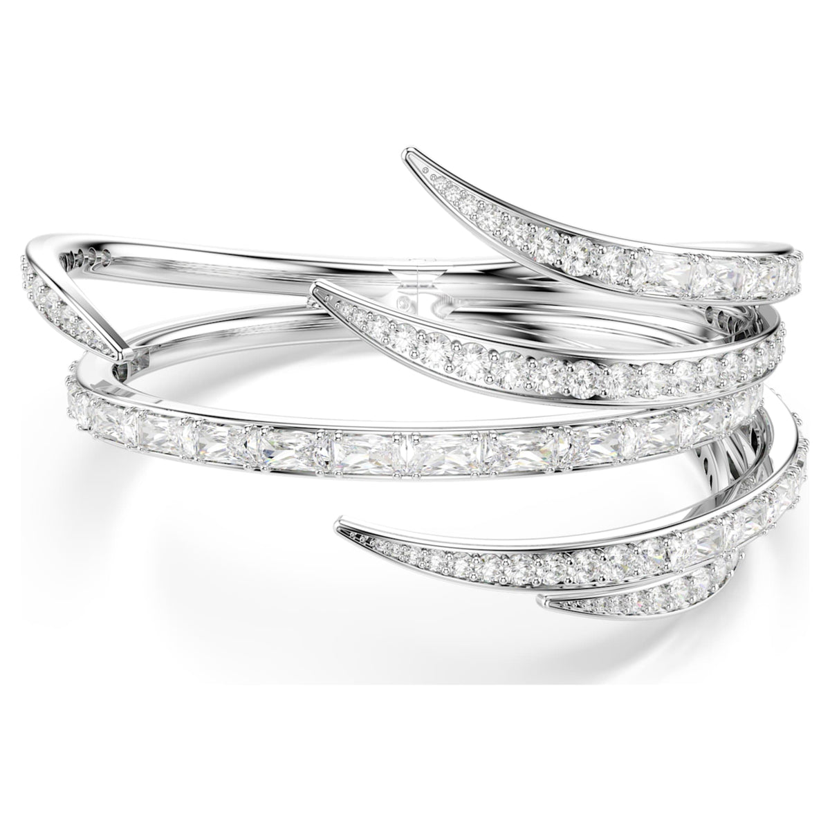 Swarovski Vienna bangle Mixed cuts, White, Rhodium plated
