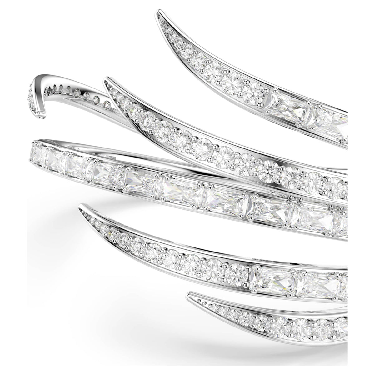 Swarovski Vienna bangle Mixed cuts, White, Rhodium plated