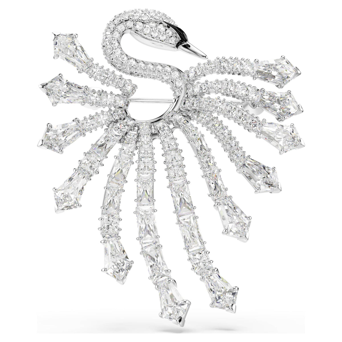 Swarovski Vienna brooch Mixed cuts, Swan, White, Rhodium plated