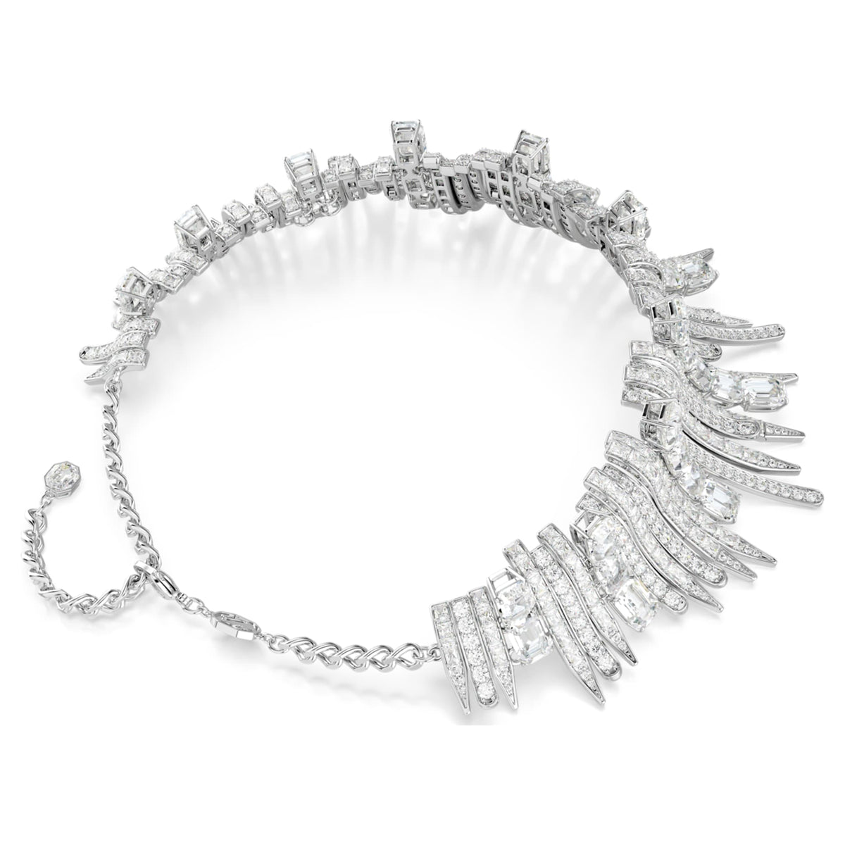 Swarovski Vienna choker with white mixed-cut accents and rhodium plating