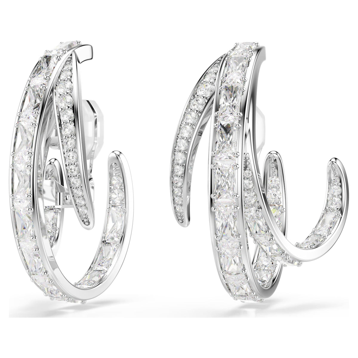 Swarovski Vienna clip earrings Mixed cuts, White, Rhodium plated