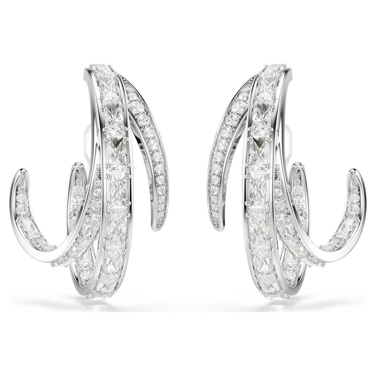 Swarovski Vienna clip earrings Mixed cuts, White, Rhodium plated