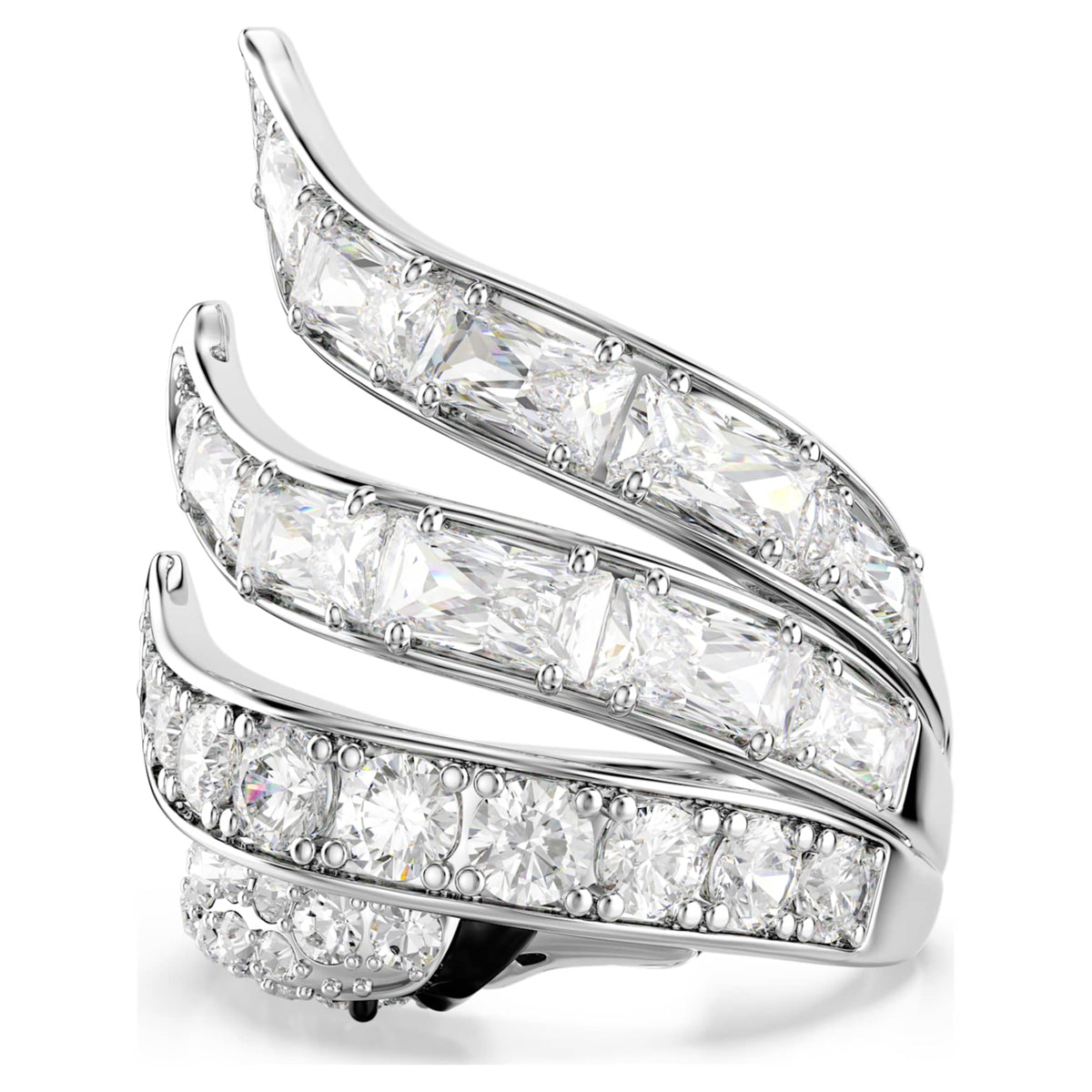 Swarovski Vienna cocktail ring Mixed cuts, Swan, White, Rhodium plated