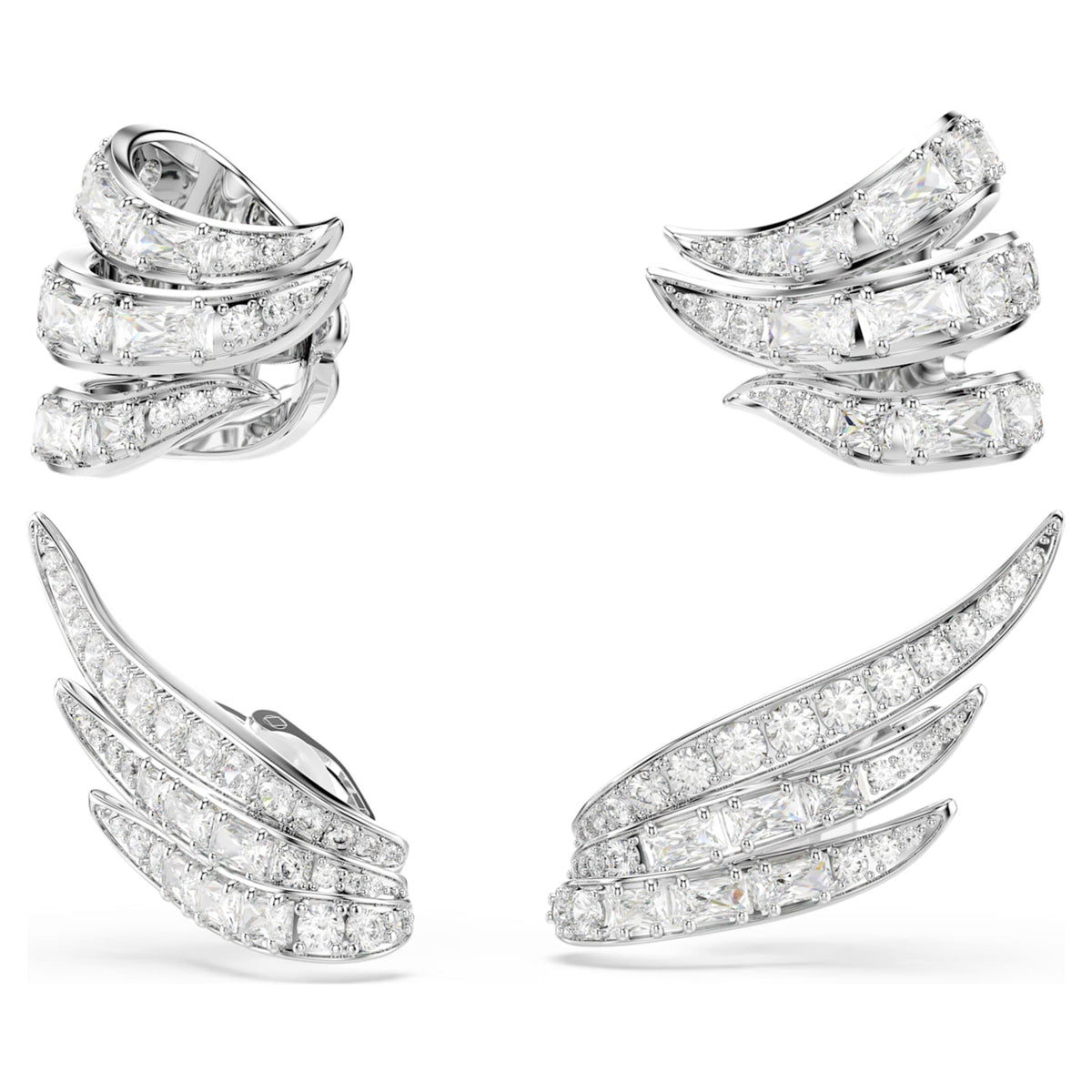 Swarovski Vienna ear cuffs Mixed cuts, Swan, White, Rhodium plated