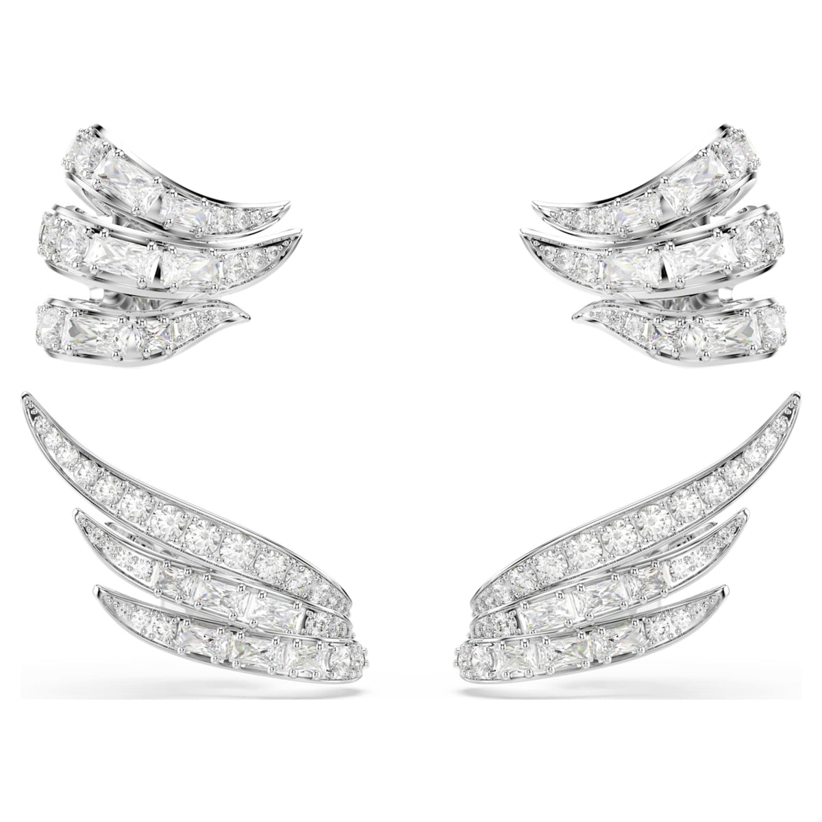 Swarovski Vienna ear cuffs Mixed cuts, Swan, White, Rhodium plated